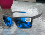Costa Del Mar Rincon Matte Smoke Crystal Fade Frame Blue Mirror 580 Glass Lens