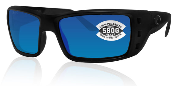 Costa Del Mar Permit Blackout Frame Blue Mirror 580G Glass Polarized Lens