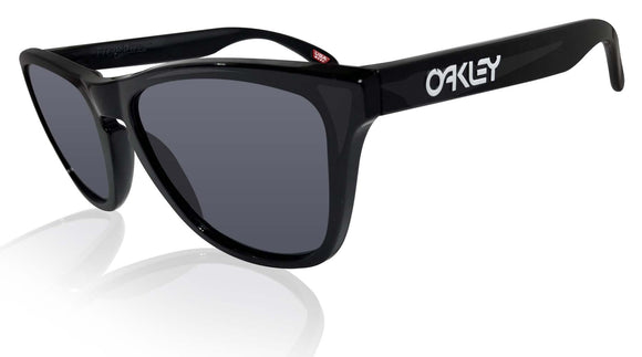 Oakley Frogskins sunglasses Polished Black Frame Grey Lens Authentic 24-306 NEW