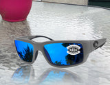 Costa Del Mar Fantail Matte Black Frame Blue Mirror 580 Glass Polarized Lens - Gray / Blue Mirror