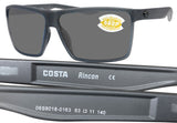 Costa Del Mar Rincon Matte Smoke Frame Gray 580 Plastic Polarized Lens