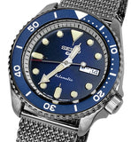 Seiko 5 Sports Automatic SRPD71 Blue Sunray Day Date Dial Silver Steel Bracelet Watch