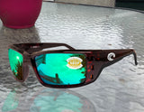 Costa Del Mar Permit Tortoise Frame Green Mirror 580P Plastic Polarized Lens
