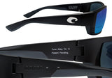 Costa Del Mar Tuna Alley Readers C-Mate Black +2.50 Blue Mirror 580P Plastic Lens