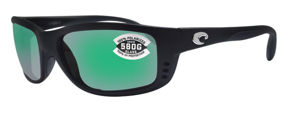 Costa Del Mar Zane Matte Black Frame Green Mirror 580G Glass Polarized Lens