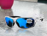 Costa Del Mar Saltbreak Silver Frame Blue Mirror 580G Glass Polarized Lens
