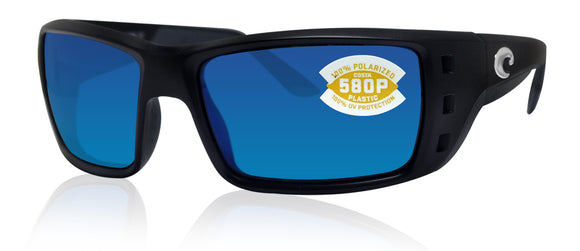 Costa Del Mar Permit matte black frame blue mirror 580 plastic lens