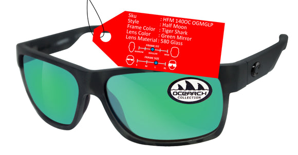 Costa Del Mar Half Moon Tiger Shark green 580 mirror lens NEW