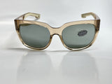 Costa Del Mar Waterwoman 2 shiny blonde crystal frame Gray silver mirror glass 580 lens