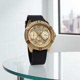 GUESS Mens Watch  Black Gold Tone Multi-function GW0379G2 frontier