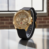 GUESS Mens Watch  Black Gold Tone Multi-function GW0379G2 frontier
