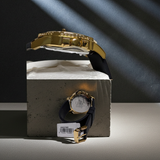 GUESS Mens Watch  Black Gold Tone Multi-function GW0379G2 frontier