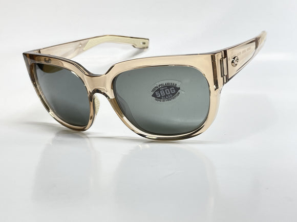 Costa Del Mar Waterwoman 2 shiny blonde crystal frame Gray silver mirror glass 580 lens