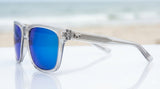 Costa Del Mar 06S2003 Tybee 282 Shiny Light Gray Crystal Blue Mirror 580 glass lens