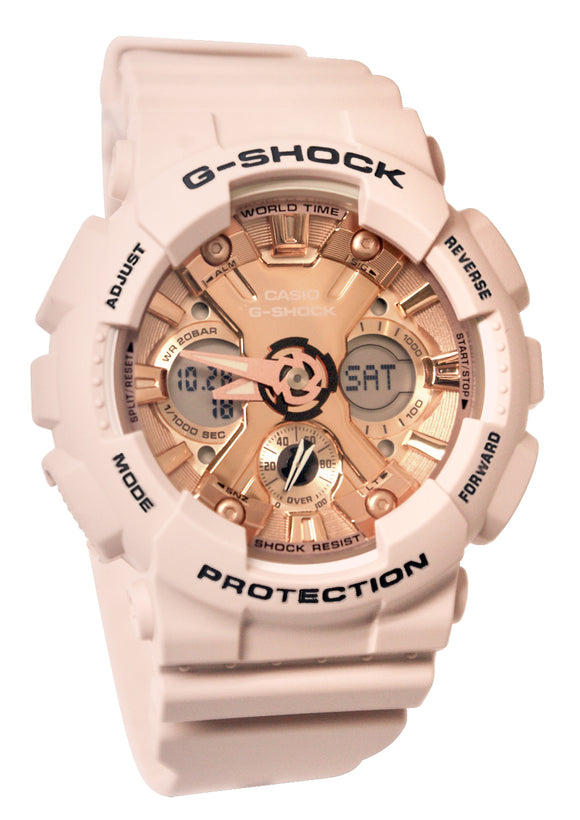 Casio GMAS120MF-4A G-Shock Analog Digital Rose Gold Peach Resin Watch