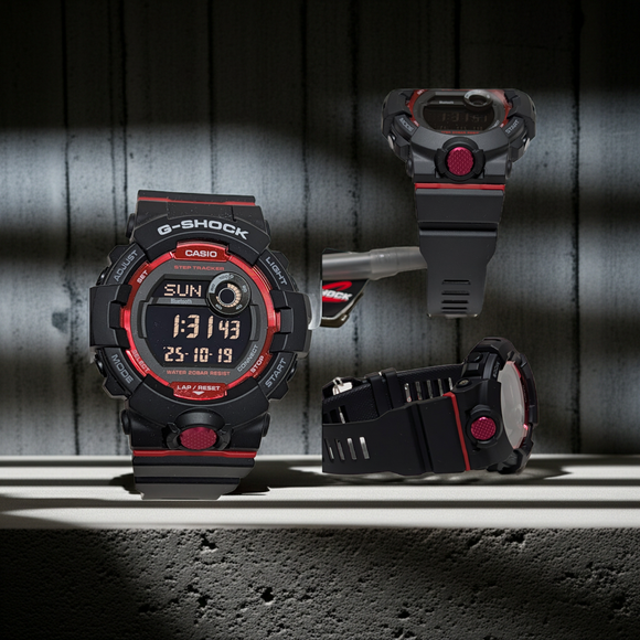 Casio GBD800-1CR G-Shock Digital Black Red Dial Resin Band Watch New