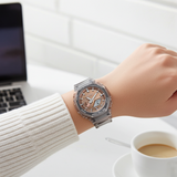 Casio GA2100BM-7A5 rose gold dial clear band Analog Digital G shock watch