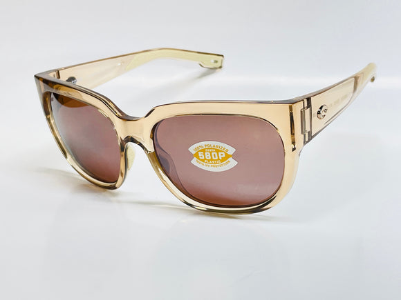 Costa Del Mar Waterwoman 2 shiny blonde crystal frame Copper Silver Mirror 580P plastic lens