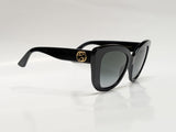 Gucci GG0327S-001 cat eye women sunglasses Shiny Black Grey lens