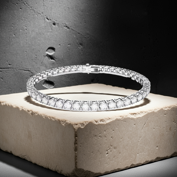 Swarovski Matrix Tennis bracelet Round cut, Rhodium plated size Large 5648938