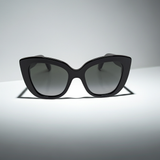Gucci GG0327S-001 cat eye women sunglasses Shiny Black Grey lens