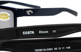 Costa Del Mar Rincon Black Frame Gray Silver Mirror 580P Plastic Polarized Lens