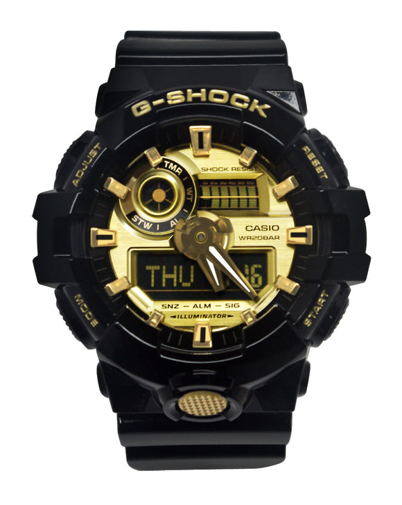 Casio GA710GB-1A G-Shock Black Gold Analog Digital Dial Resin Band Watch