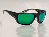 Costa Finlet sunglasses Matte Black frame Green Mirror 580 glass lens