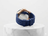 Guess Contender Men's Watch 46mm Blue Dial Gold Tone Silicone Strap GW0640G3