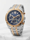 Guess Resistance Mens Watch GW0714G3 Blue Dial Two Tone Stainless Steel 44mm