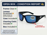 Costa Del Mar Blackfin Matte Black Frame Blue Mirror 580 Glass Polarized Lens - Open Box (Fair)
