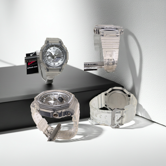 Casio GA2100BM-7A2 SILVER dial clear band Analog Digital G shock watch