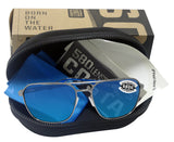 Costa Del Mar Wader Brushed Silver Frame Blue Mirror 580 Glass Polarized Lens