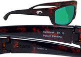 Costa Del Mar Saltbreak Tortoise Frame Green Mirror 580G Glass Polarized Lens