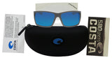 Costa Del Mar Reefton Matte Gray Frame Blue Mirror 580 Glass Polarized Lens