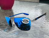 Costa Del Mar Wader Brushed Silver Frame Blue Mirror 580 Glass Polarized Lens
