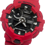 Casio GA700-4A G-Shock Black Analog Digital Dial Red Resin Band Watch New