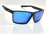 Costa Del Mar Rincon Shiny Black Frame Blue Mirror 580G Glass Polarized Lens