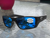 Costa Del Mar Fantail Pro Black Blue Mirror 580 Glass Lens Sunglasses