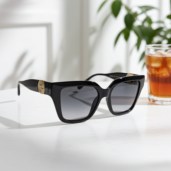 Gucci GG1023S women sunglasses square black frame grey lens