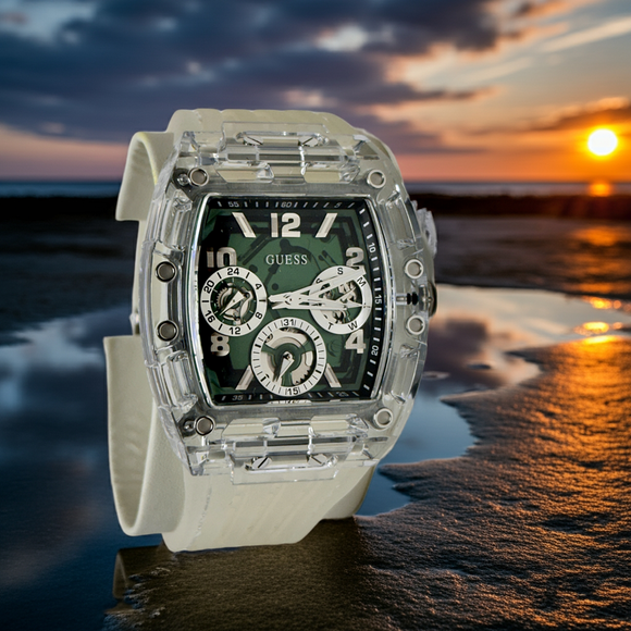 Guess Mens Watch Green Multi Dial  Phoenix GW0499G8 Transparent