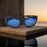 Costa Del Mar Schoolie Sunglasses Matte Tiger Shark frame Blue Mirror 580P plastic lens NEW