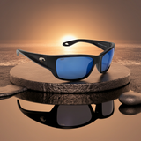 Costa Del Mar Schoolie Sunglasses Black frame Blue Mirror 580P plastic lens NEW