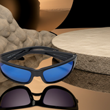 Costa Del Mar Schoolie Sunglasses Black frame Blue Mirror 580P plastic lens NEW