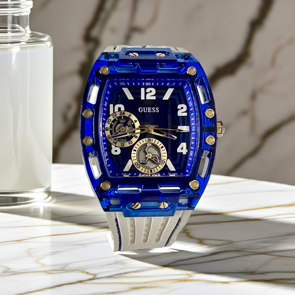 Guess Men's Wristwatch Phoenix GW0499G6 blue white Silicone