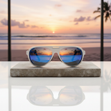 Costa Del Mar Grand Catalina sunglasses Hull white Blue mirror 580 glass lens