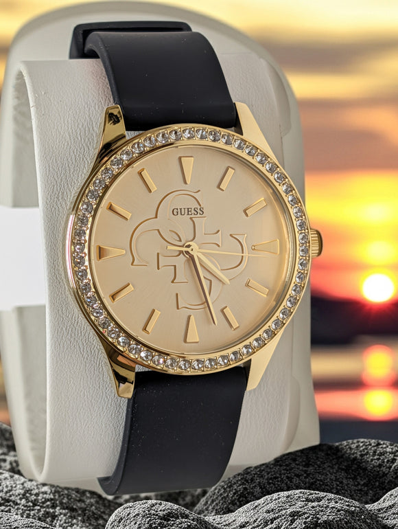 GUESS Women's watch GW0359L1 ANNA gold dial black band