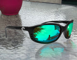 Costa Del Mar Brine Matte Black Frame Green Mirror 580 Glass Polarized Lens New