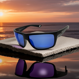 Costa Del Mar Fly Line Black frame Blue Mirror Plastic 580P lens