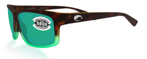 Costa Del Mar Cut Tortuga Fade Frame Green Mirror 580G Glass Polarized Lens